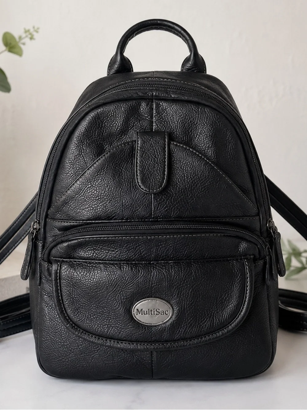MultiSac Black Convertible Backpack Sling Organizer Purse Multi Pocket
